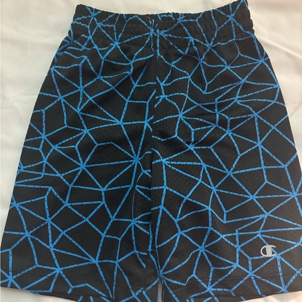 Champion Kids Black and Blue Geometric Shorts Size 4 Athletic Shorts